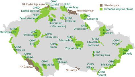 Mapa národních parků a CHKO