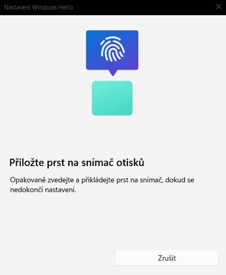Windows Hello otisk prstu notebook