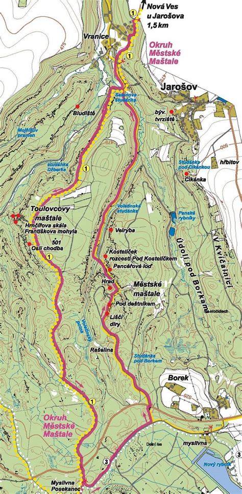 Mapa turistických tras Toulovcovy Maštale