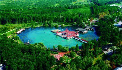 Termální jezero Hévíz s lekníny