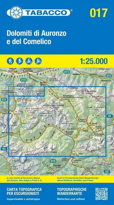 Mapa kempu Europa a Auronzo Dolomity