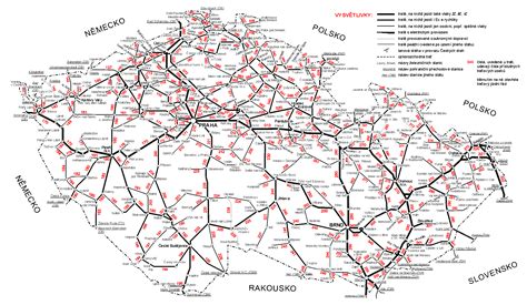 mapa mezinárodních tras ČD Cargo v Evropě