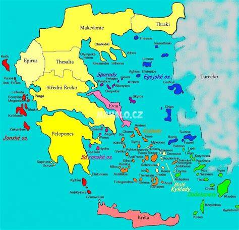 Řecké ostrovy a Kypr mapa