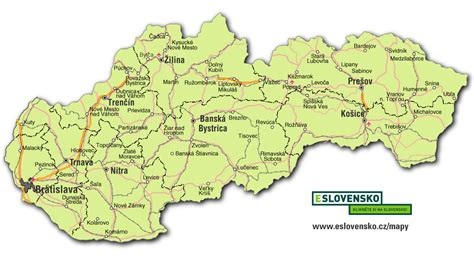 Mapa rozhleden východního Slovenska