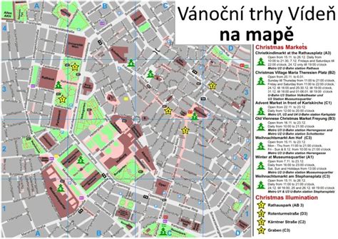 Mapa vánočních trhů ve Vídni