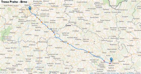 Trasa autem Brno Vídeň mapa