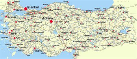 Mapa Turecka a dovolenkové oblasti