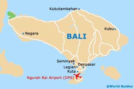 Mapa dopravy z letiště Ngurah Rai Bali