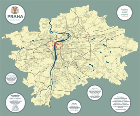 Mapa trasy z Prahy do Čerčan