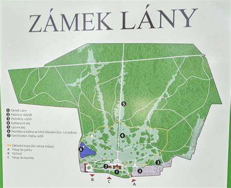 Valtický zámecký park mapa areálu
