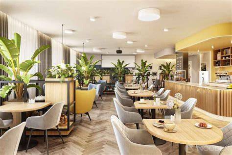 interiér restaurace stylizovaný jako bazén