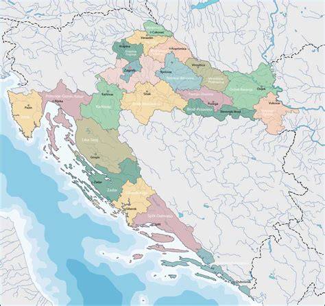 Mapa chorvatských riviér a letovisek
