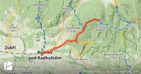 Mapa Rožnov pod Radhoštěm a hora Radhošť