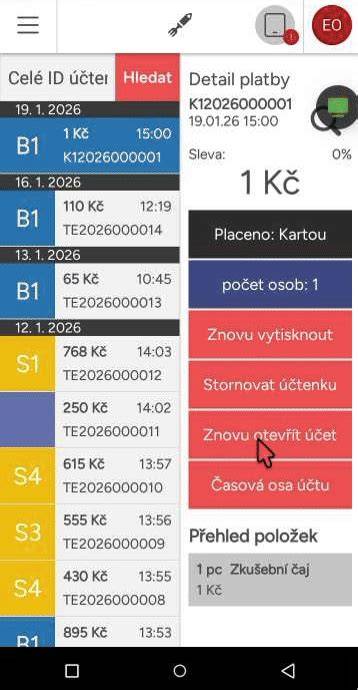 Storno platby kartou na platebním terminálu