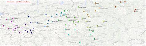 Mapa rakouských ledovcových lyžařských středisek