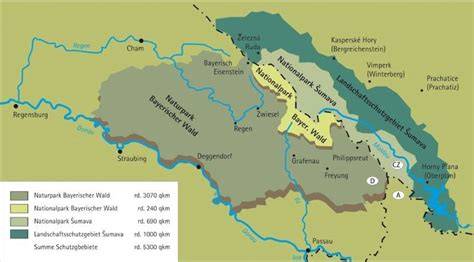NP Bavorský les a Šumava mapa