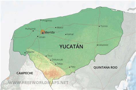 Mexiko Yucatán pláže mapa