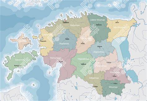 Mapa severního Estonska s městem Kunda
