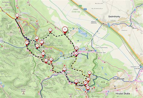 Mapa turistických tras Hruboskalsko Valdštejn