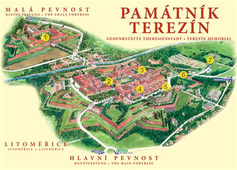 Mapa Terezína s Muzeem ghetta