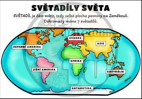 Mapa světa pro děti se světadíly