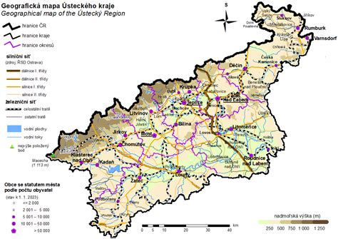 mapa Hřebenovky a cyklotras Ústeckého kraje