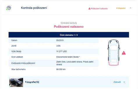 Kontrola poškození půjčeného automobilu