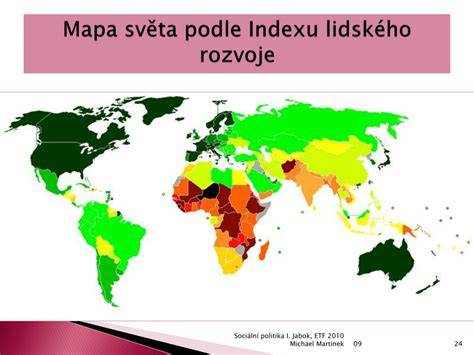 globální mapa indexu lidského rozvoje HDI
