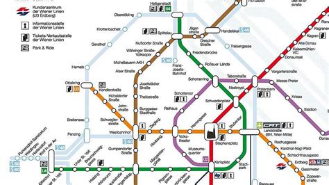 Mapa linek U3 U4 S-Bahn Wien Mitte