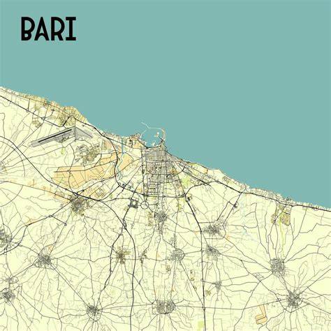 Mapa trajektových spojení Kréta Bari