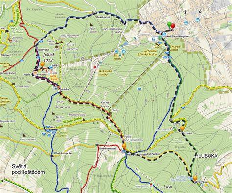 Turistická trasa Smědava Smrk mapa