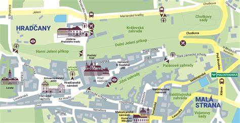 Mapa Malé Strany a okolí Pražského hradu