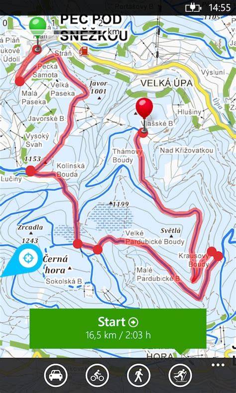 Mapa běžkařských tras na Vysočině