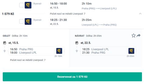 Porovnání cen letenek Praha Liverpool